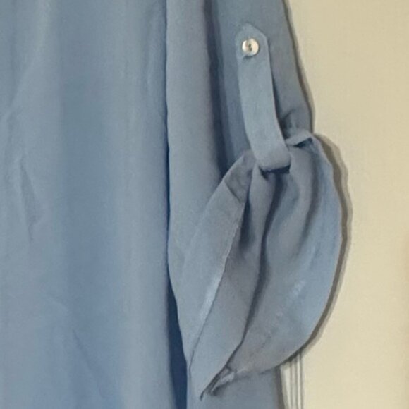 SUNG Alfred Sung XXL Lovely Blue Semi-Sheer Dressy Workwear Blouse Mid Sleeves - Picture 5 of 5